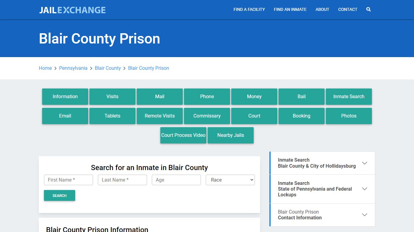 Blair County Prison Roster Lookup, PA, Inmate Search - Jail Exchange