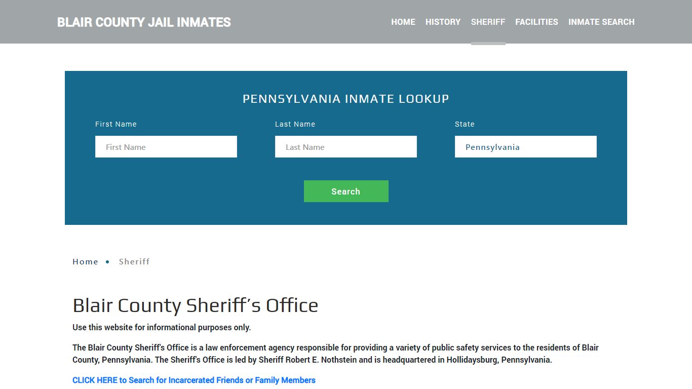 Blair County Sheriff, PA Arrest Warrant Lookup